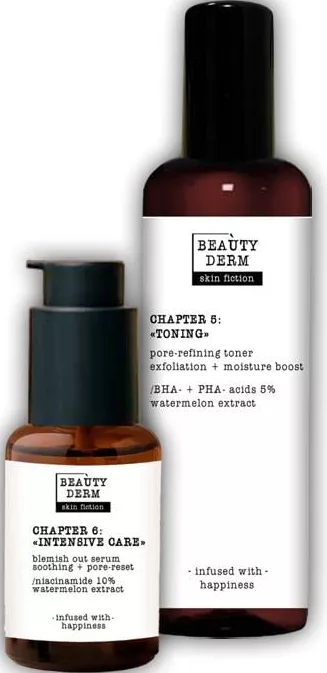 от Уход за лицом Beauty Derm Skin Fiction: сыворотка ниацинамид10%/тонер BHA+PHA5%, 30/200мл; запас ограничен, пока есть, не все магазины
