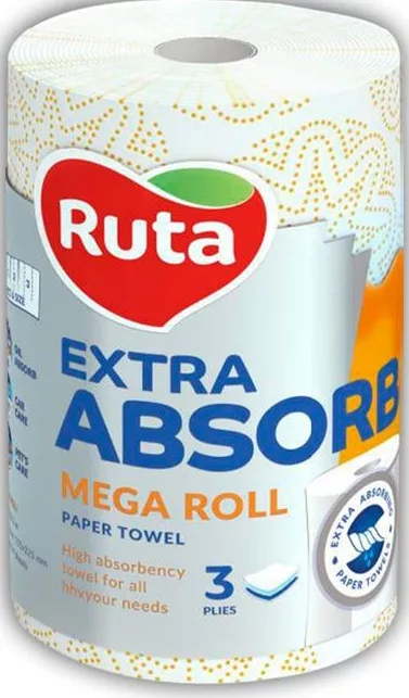 Полотенце бумажное Ruta 3-слойное, 1рулон; подпись Селекта, фото Extra Absorb Mega Roll; значок 15%; запас ограничен, пока есть, не все магазины