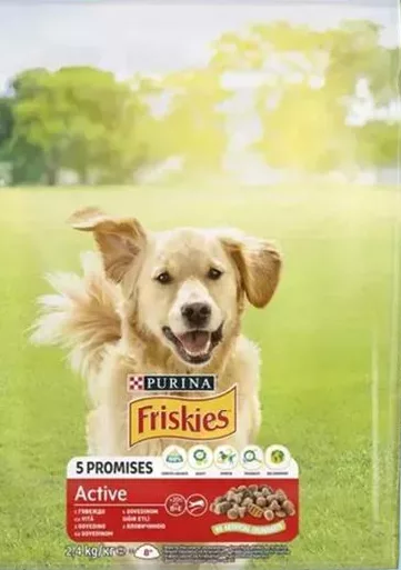 Корм сухой для собак Purina Friskies Active говядина/Balance курица и овощи, 2.4кг; запас ограничен, пока есть, не все магазины