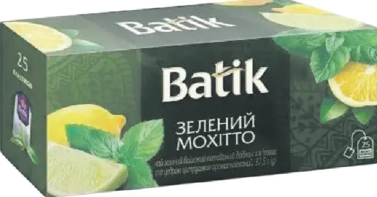 BATIK Ceai verde Green Mojito, 25 pliculețe; Harkiv/regiune; stoc limitat, nu toate magazinele; prețul la raft la cumpărare