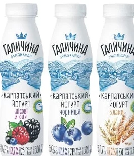 ГАЛИЧИНА Йогурт 2,2%, 300 мл, в ассортименте; Харьков/обл.; запас огранич.; не все магаз.; цена полки в день покупки