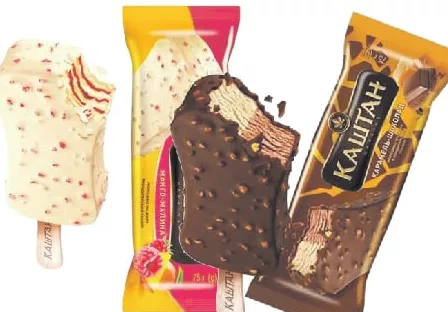 ХЛАДИК Înghețată Kashtan, mango-zmeură/caramel-ciocolată, 75 g; Harkiv/reg.; stoc limitat; magazine selecte; prețul de raft din ziua cumpărării