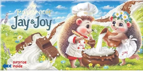 MILLENNIUM Ciocolată cu lapte Jay&Joy cu umplutură de lapte, 90 g; Harkiv/regiune; stoc limitat, nu în toate magazinele; prevalează prețul la raft în ziua cumpărării