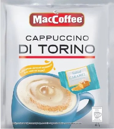 MAC COFFEE Băutură de cafea Cappuccino Di Torino cu caramel sărat, 3 în 1, 25 g; Harkiv/regiune; stoc limitat, nu în toate magazinele; prevalează prețul la raft în ziua cumpărării