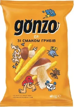 GONZO Sticks prăjite cu aromă de ciuperci, 40 g; Harkiv/reg.; 01–14.10.2026; stoc limitat; nu toate magazinele; prețul de raft din ziua cumpărării