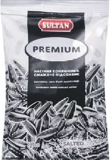 SULTAN Premium Semințe de floarea-soarelui prăjite, sărate, dungate, 120 g; Harkiv/reg.; 01–14.10.2026; stoc limitat; nu toate magazinele; prețul de raft din ziua cumpărării