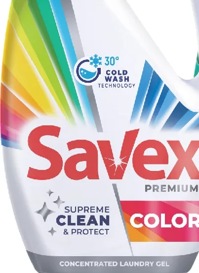 SAVES (на фото SAVEX) Гель для прання Premium Color / Fresh, 960 мл, 24 прання; Харків/обл.; 01–14.10.2026; запас обмежений; не всі магазини; ціна на полиці в день купівлі