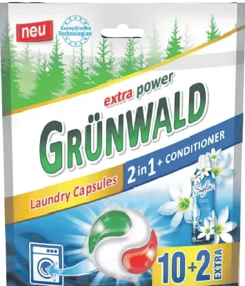GRÜNWALD Капсули для прання «Універсальні», 2 в 1, 12 шт. (10+2); Харків/обл.; 01–14.10.2026; запас обмежений; не всі магазини; ціна на полиці в день купівлі