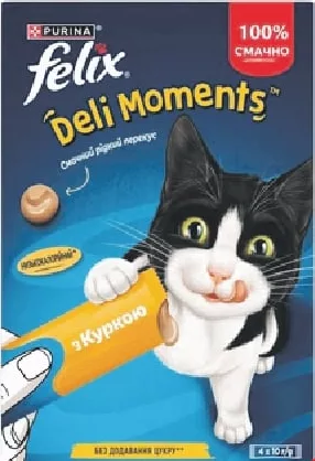 FELIX Deli Moments Gustări pentru pisici cu pui, 4×10 g; Harkiv/reg.; 01–14.10.2026; stoc limitat; nu toate magazinele; prețul de raft din ziua cumpărării