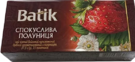 BATIK Чай чорний «Спокуслива полуниця», 25 пакетиків; Харків/обл.; обмежено, не всі магазини; ціна на ціннику при купівлі