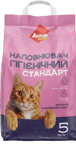 АКТИВ Наповнювач гігієнічний з бентоніту Стандарт, 5 кг; для котів і маленьких цуценят; Харків/обл.; обмежено, не всі магазини; ціна на ціннику при купівлі
