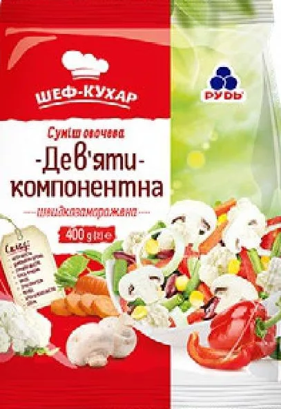 Рудь Овощная смесь для жарки Девятикомпонентная, 400 г | 01–14.10.2026; до исчерпания; не все магазины; цены меняются; без баллов Родина.