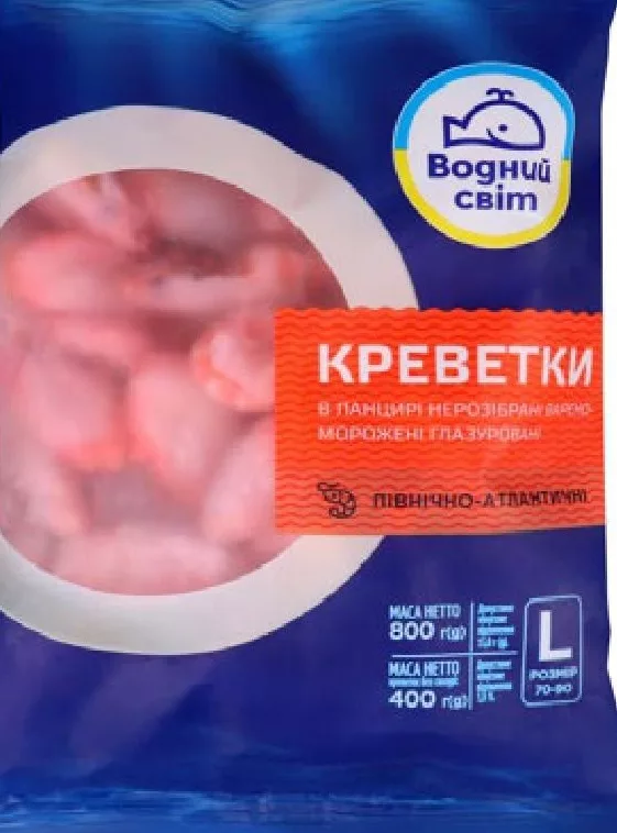 Водний світ Creveți 70/90, 800 g; foto: fără glazură 400 g | 01–14.10.2026; în limita stocului; nu toate magazinele; prețuri variabile; fără puncte Rodyna.