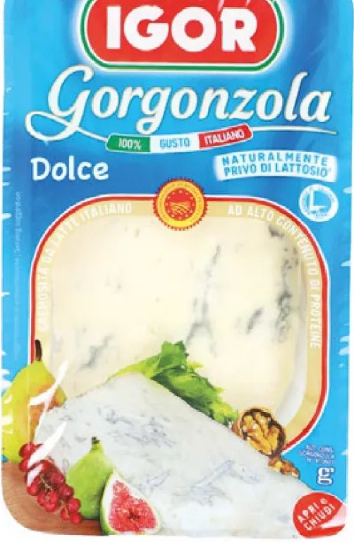 Igor Brânză Gorgonzola Dolce 48%, 150 g; 01–14.10.2026; în limita stocului; nu în toate magazinele; prețuri variabile; fără puncte Rodyna