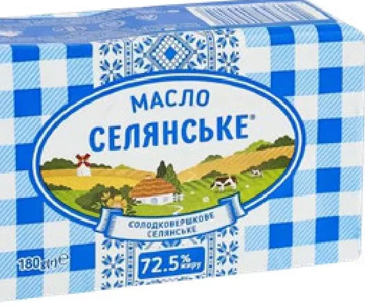 Селянське Unt din smântână dulce 72,5%, 180 g; 01–14.10.2026; în limita stocului; nu în toate magazinele; prețuri variabile; fără puncte Rodyna