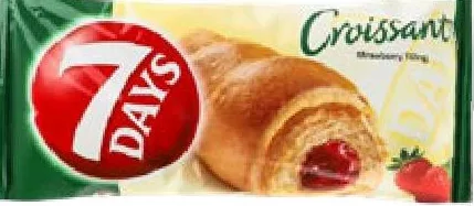 7 Days Croissant midi vanilie/căpșuni, 60 g; 01–14.10.2026; în limita stocului; nu în toate magazinele; prețuri variabile; fără puncte Rodyna