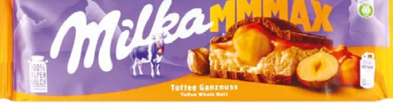 Milka MMMAX Шоколад с начинкой целый орех и карамель, 300 г | 01–14.10.26; до исчерпания запасов; не все магазины; цены меняются; без баллов Родина.