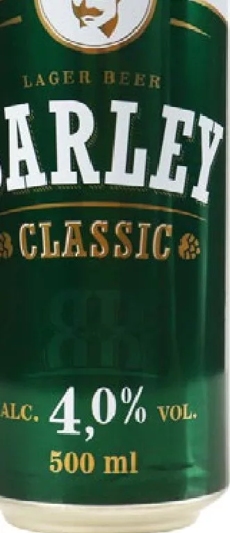 Barley Пиво світле Classic, 4%, 0,5 л; запас обмеж.; не всі магазини; ціни змінні; без балів «Родина»