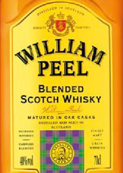 William Peel Whisky blended 40%, 0,7 l, Scoția; 05–18.10.26/în limita stocului; excesul de alcool dăunează sănătății