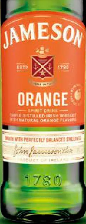 Jameson Orange Băutură spirtoasă pe bază de whisky, 30%, 0,7 l (Irlanda); −22%; 05–18.10.2026 sau până la epuizarea stocurilor; Consumul excesiv de alcool dăunează sănătății