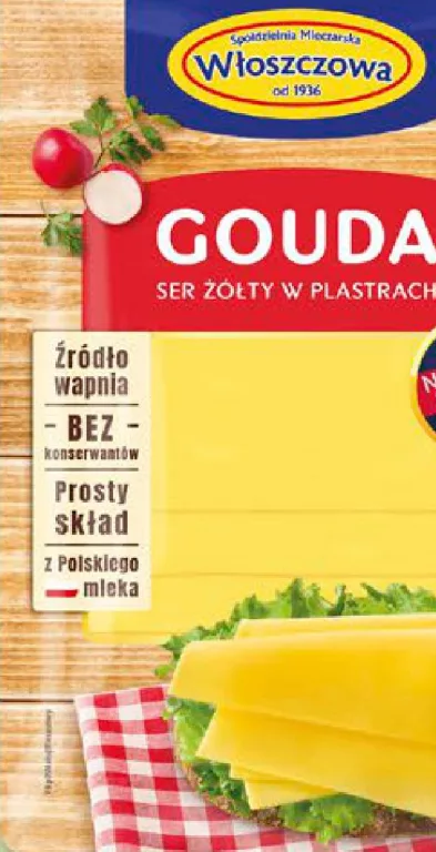 Włoszczowa Brânză tare Gouda, felii, 300 g (Polonia); −20%