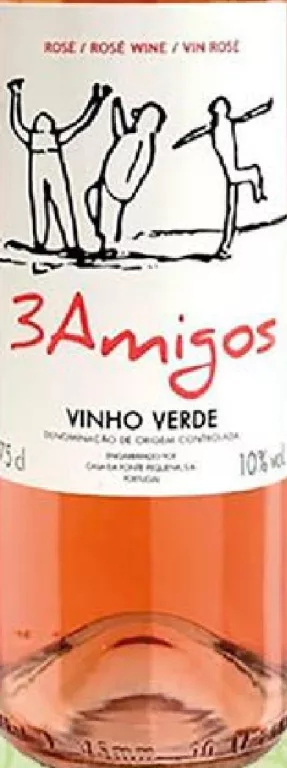 3 Amigos Vinho Verde Vin alb/rose demisec,0,75l,Portugalia; descriere10,5%,foto10%; consumul excesiv de alcool dăunează sănătății