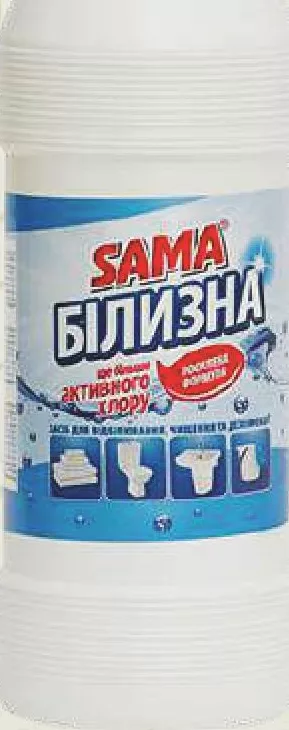 SAMA Bilyzna înălbitor, 900 g; 28.09–18.10.2026 sau epuizarea stocului; magazine selectate; prețurile se pot schimba; preț vechi=media rețelei înainte de promoție