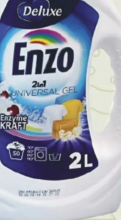 Deluxe Enzo gel de rufe universal 2în1, 2 l; 28.09–18.10.2026 sau epuizarea stocului; magazine selectate; prețurile se pot schimba; preț vechi=media rețelei înainte de promoție