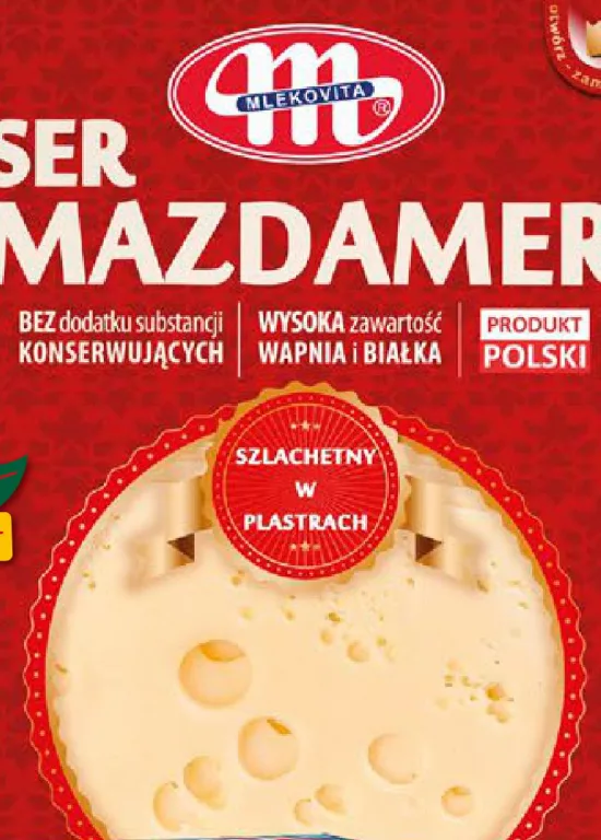 Mlekovita Сир твердий Mazdamer, нарізка, 150 г, Польща; 05–11.10; до вичерп.; вибр.магаз.; ціни змінні; стара=сер.мережі до акції