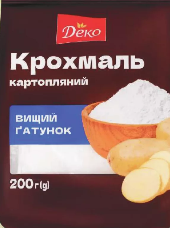 Крохмаль Деко картопляний, вищий ґатунок, 200 г; 05–11.10.2026 або до вичерпання; вибр. магазини; ціни змінні; стара=доакц. середня мережі