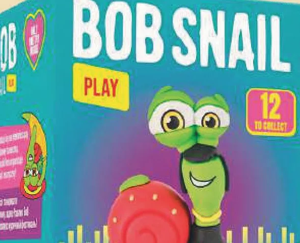 Bomboane Bob Snail măr-pară și jucărie, 20 g; 05–11.10.2026 sau până la epuizare; magazine selectate; preț variabil; vechi=media rețelei prepromo