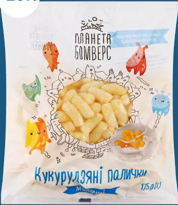 Палички кукурудзяні молочні, ТМ Планета Бомберс, 175 г