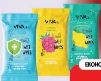Вологі серветки Vivafruts, 15 шт./уп.