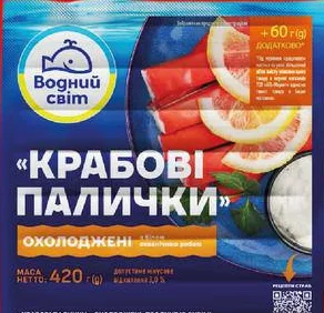 Крабовые палочки Водний світ охлажденные 420 г; для указанных категорий: до 6 ед./чек