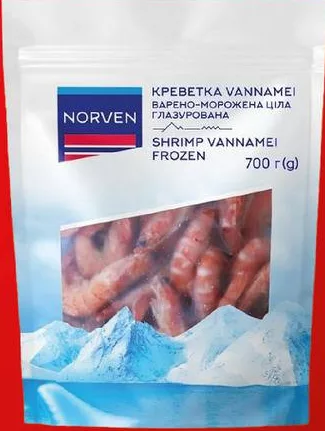 Creveți Norven Vannamei fierți și congelați, glazurați 700 g; pentru categoriile indicate: max. 6 buc./bon