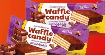Цукерки Своя Лінія Waffle candy вафельні зі смаком шоколаду вагові 100 г; для зазначених категорій: до 6 од./чек