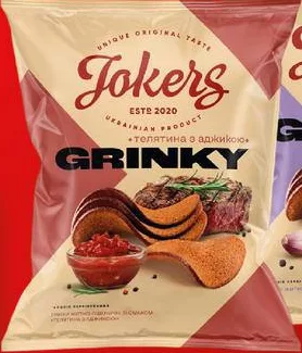 Грінки JokerS житньо-пшеничні Телятина з аджикою / Часник 90 г; для зазначених категорій: до 6 од./чек