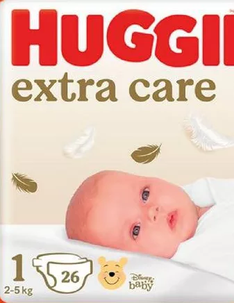 Підгузки Huggies Extra Care дитячі розмір 1 26 шт; для зазначених категорій: до 6 од./чек