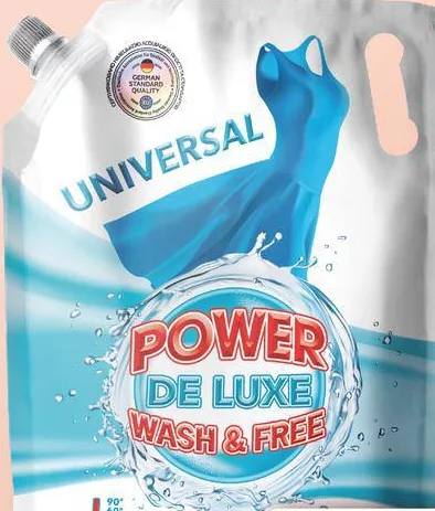 Detergent lichid universal Power De Luxe 2 kg; pentru categoriile indicate: max. 6 buc./bon