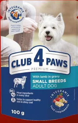 Hrană câini CLUB 4 PAWS Premium cu miel în sos 100 g; pentru categoriile indicate: max. 6 buc./bon