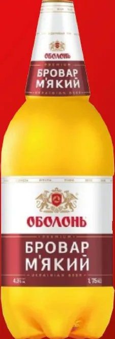 Пиво Оболонь Бровар М’який 4,3% 1,75 л; для зазначених категорій: до 6 од./чек