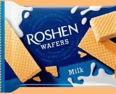 Вафлі молочні Wafers Roshen, 72 г; умова на обкладинці: для учасників ЇМО
