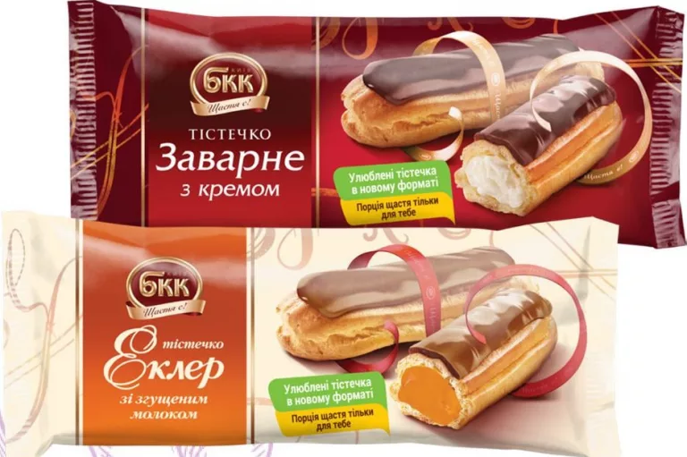 БКК, тістечко Заварне з кремом / Еклер зі згущеним молоком, 60 г; від 24,30 грн; 19.10.2026, кількість обмежена; позначка 15%