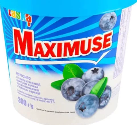 Морозиво Laska Maximuse зі смаком чорниці, 300 г; 14–27.10.2026