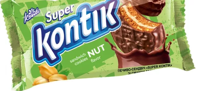 Печиво-сендвіч Konti Super Kontik в асортименті, 90 г; 14–27.10.2026