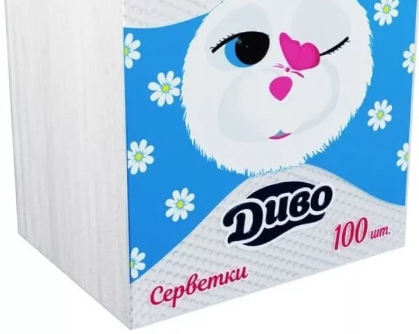 Серветки столові Диво білі, 23×24 см, 100 шт.; 14–27.10.2026