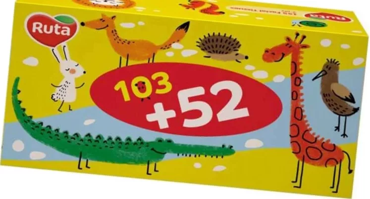 Серветки косметичні Ruta Kids, 155 шт.; 14–27.10.2026