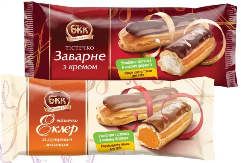 Тістечко БКК Заварне з кремом або Еклер зі згущеним молоком, 60 г; ціна від 24,30; 19.10.2026; кількість обмежена; позначка «15%»