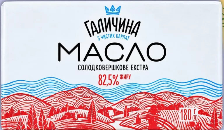 Галичина, масло екстра 82,5% Селянське, 180 г; позначка «15%»; 15–21.10.2026
