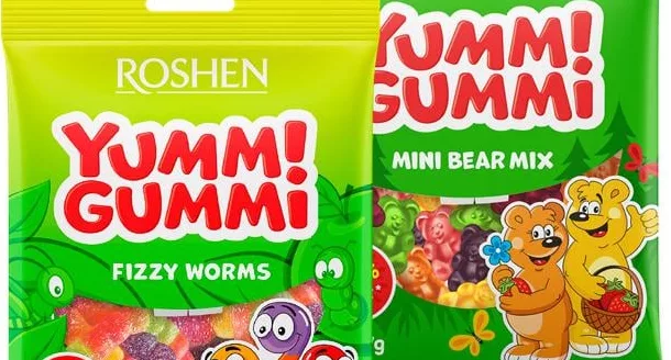 Roshen, цукерки желейні в асортименті, 70 г; позначка «15%»; 15–21.10.2026